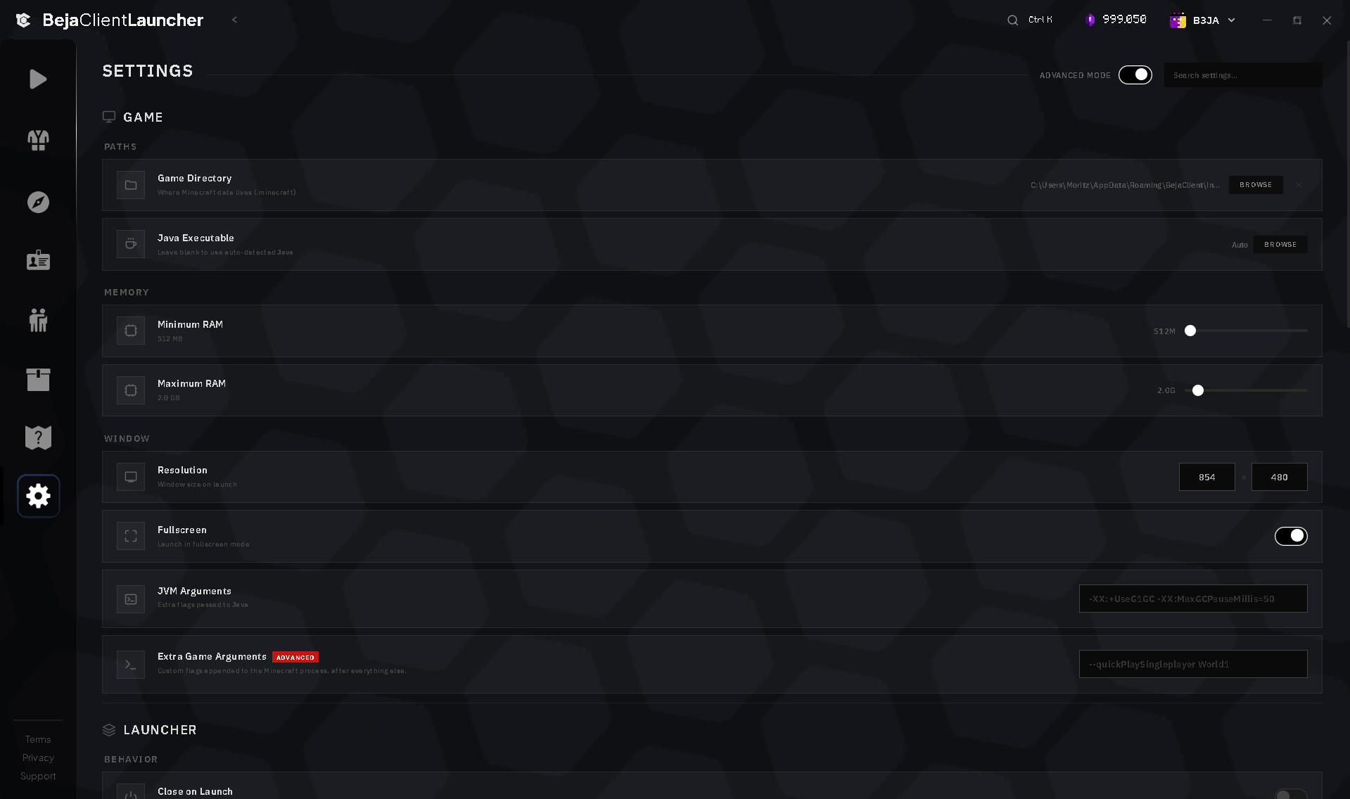 Launcher settings